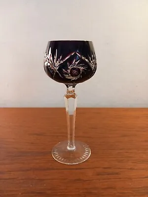 Buy Vintage Bohemian Crystal Cut Glass Wine Goblet Glass Ruby Red, 19.5CMS TALL  • 35£