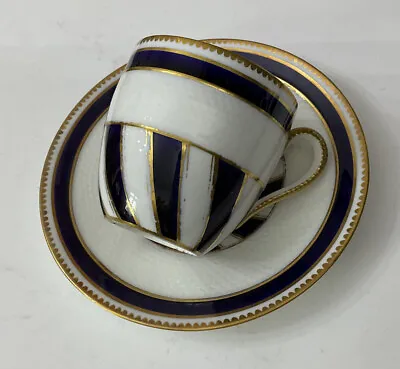 Buy Antique Porcelain Blue White Gilt Stripe China Teacup Tea Cup Saucer ? Coalport • 20£