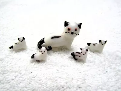 Buy Lot Of 5 Vintage Glass Cat & Kittens Mini Figurines • 9.48£