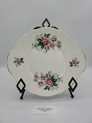 Buy Duchess Bone China England Rose Pattern W/ Gold Trim Cake Plate Serving Platter • 19.05£