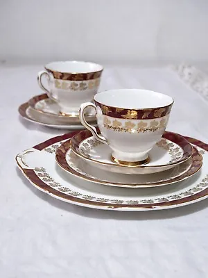 Buy Royal Stafford Bone China Morning Glory Gold Floral Cup & Saucer Set Of 7 Pieces • 26.66£