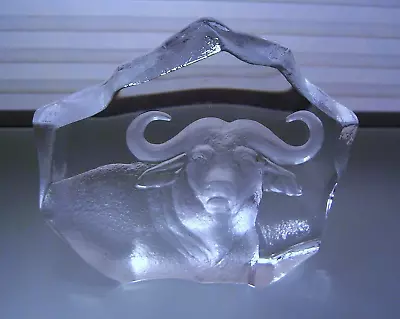 Buy Mats Jonasson Swedish Art Glass Water Buffalo Paperweight Bookend • 56.92£