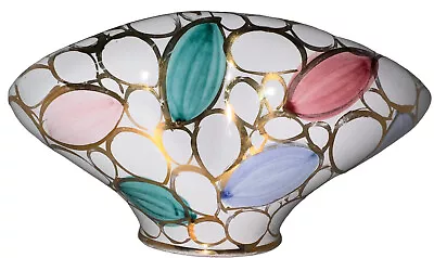 Buy Vintage Aldo Londi Bitossi Vase Console Bowl Pottery White W Abstract Gold Rings • 333.75£