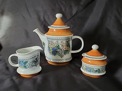 Buy Vintage Goebel Country Burgund Teapot Creamer & Sugar Set West Germany Bavaria  • 86.31£
