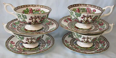 Buy Coalport Indian Tree Multi Color Footed Cup And Saucer 2 , Set Of 4 • 76.71£