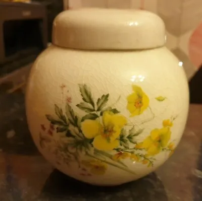 Buy Beautiful Vintage Melba Ware England Pottery Vase/lidded Pot Yellow Flowers • 6.50£