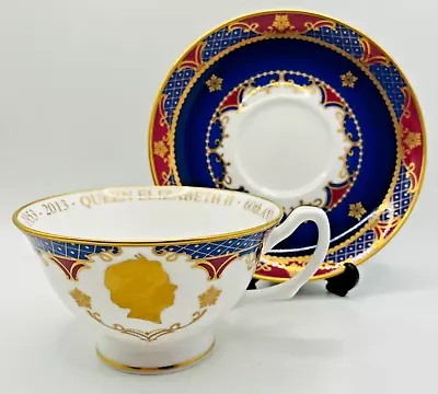 Buy Royal Worcester Queen Elizabeth Anniversary 1953 - 2013 Duo Cup & Saucer • 10.99£