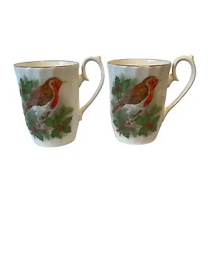 Buy Set Of 2 - Royal Sutherland HM Bird Holly Fine Bone China Coffee Tea Cup Mug • 10.23£