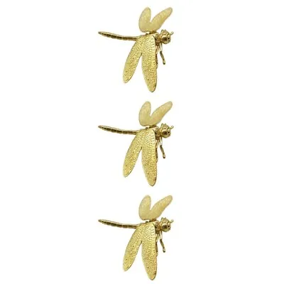 Buy  3 PC Brass Dragonfly Ornament Animal Wall Art Hanging Metal Insect Yard Decor • 8.78£