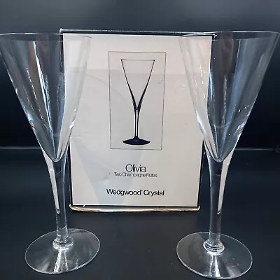 Buy 2x Wedgwood Frank Thrower FJT24 Olivia Champagne Trumpet Flutes Glasses 20cm • 15£