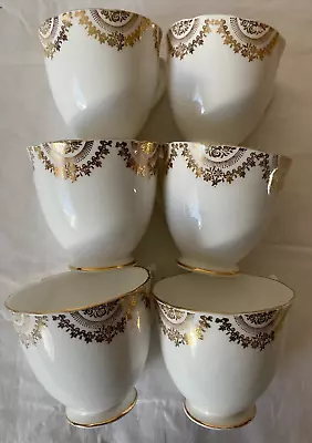 Buy 6 Vintage Elizabethan Fine Bone China Tea Cups, Gold Bunting Design • 10£