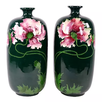 Buy Austrian Pottery Julius Dressler Vases Art Nouveau Flowers H25 Cm C1890 • 550£