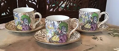 Buy Vintage Lord Nelson Ware BCM Three Pompadour Demitasse Cups And Saucers • 43.79£