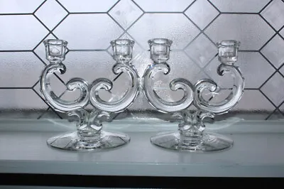 Buy Vintage Elegant Glass Candle Holders Pair • 50.03£