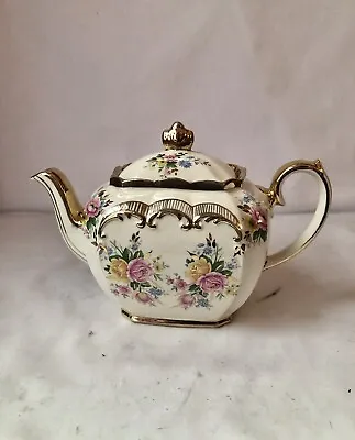 Buy Vintage Cream Sadler Cube Teapot With Floral Design Full Size • 110£