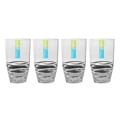 Buy 4 Tall Tumbler Glasses Reusable Plastic Clear Swirl Summer Party BBQ Picnic • 8.99£