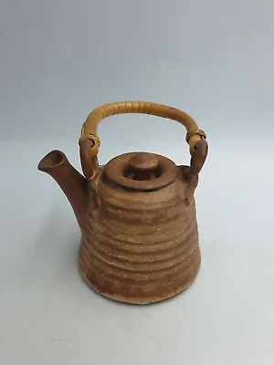 Buy Ealing Abbey Studio Pottery Stoneware Teapot Bamboo Handle Brown Ringed Detail • 19.99£