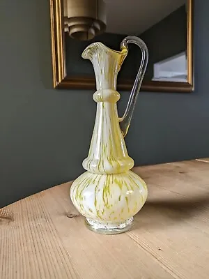 Buy Antique Yellow Splatter Glass Jug Vase Ewer Pitcher Blown Bohemian Franz Welz • 18£