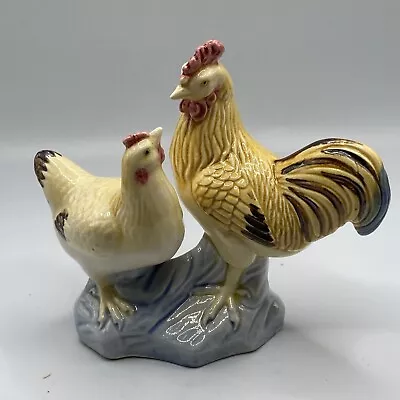 Buy Vintage Ceramic Pair Of Farmyard Chicken Roosters Figure • 10£