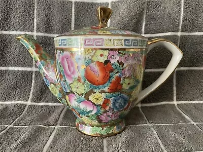 Buy Vtg Chinese Porcelain Teapot Floral Gold Hand Painted Teapot Made In China 7” • 47.43£