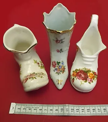 Buy 3 Floral Miniature China Boots - James Kent Old Foley, Dresden And Cottage Rose • 2£