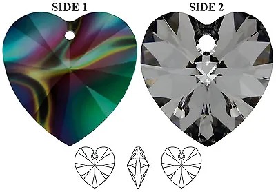 Buy 2 Swarovski Crystal Xilion Glass Heart Pendants 6228, Dark Rainbow, 10 Mm • 2.55£