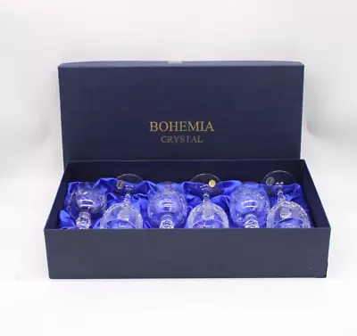 Buy BOHEMIA CRYSTAL Set Of 6 Wine Goblets Cut Lead Crystal Glass Brandy 17cm • 9.99£