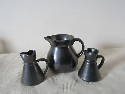 Buy Prinknash Pottery Gunmetal Lustre Trio Of Decorative Milk Jugs 9cm Tallest • 7.99£