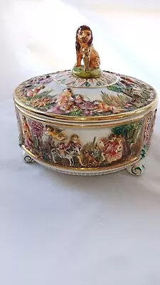 Buy Vintage Capodimonte Footed Bowl With Lid 6.5  Round • 52.10£