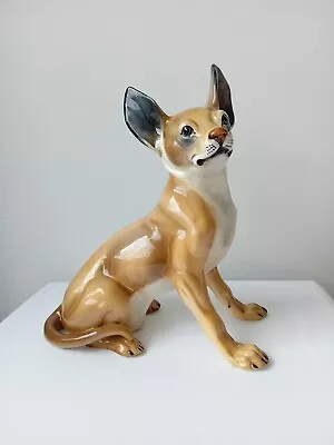 Buy Ceramic Chihuahua Dog Figurine Ronzan 1392 Made In Italy Life Size 11.75 Inches • 80£