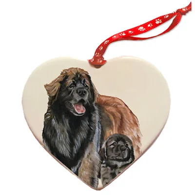 Buy Leonberger Porcelain Pet Gift Heart Ornament • 18.27£
