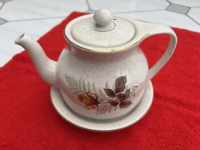 Buy Kernewek 1980s Floral Tea Pot Jug Cornwall Pottery Autumn Rose Gold Vintage • 6£