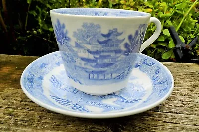 Buy CUP Job Meigh ? Cup Saucer Chinoiserie Willow Semi China Georgian C1820 Antique • 11.99£