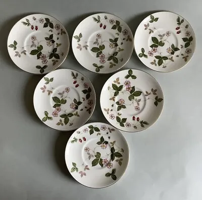 Buy Collection Of 6 Wedgwood Wild Strawberry English Bone China Espresso Cup Saucers • 44.95£
