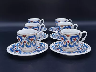 Buy 1970s Turkish Kutahya Porcelain Small Coffee Cups And Saucers-Set Of 6 • 39.90£