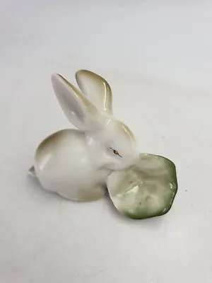 Buy Vintage Zsolnay Pecs Hungary Small Bunny Rabbit Eating Cabbage Leaf Figurine • 14.99£
