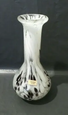 Buy Maltese Mtarfa Black & White Mottled Glass Vase • 30£
