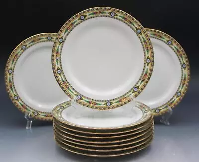 Buy Antique Jean Pouyat Limoges French Porcelain Set Of 10 Salad Plates Floral • 102.55£