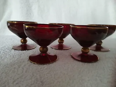 Buy Ruby Red Czech Wine Glasses Small 5 7cmx5.5cm In Very Good Condition • 17£
