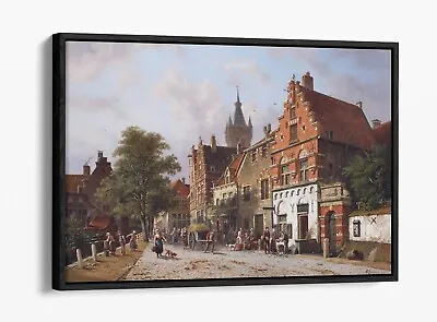 Buy Adrianus Eversen, A View In Delft -float Effect Canvas Wall Art Pic Print • 49.99£