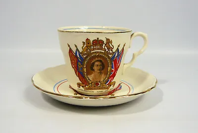 Buy Vintage Washington Pottery Hanley Queen Elizabeth II Coronation Cup & Saucer Set • 11.50£