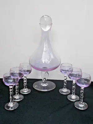 Buy Rare Italian Alexandrite Glass Deceptive Decanter & 6 Liqueur Glass Set Murano • 169.99£