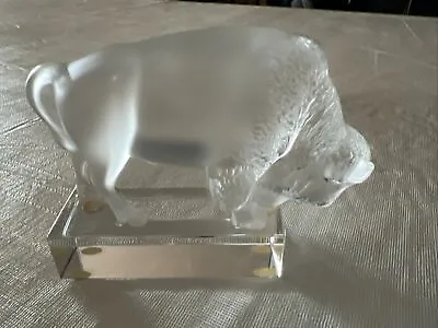 Buy Vintage Lalique Frosted Crystal Buffalo Bison Vintage Paperweight Figurine • 157.57£