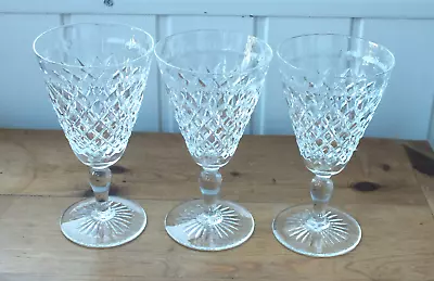 Buy 3x Vintage Lead Crystal Cut Glass Wine Glasses Goblets Diamonds& Stars • 20£