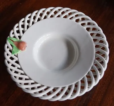 Buy White Lattice Woven Plate With Ornament Fruit; Hand Made In Spain:  Casa Pupo • 29£