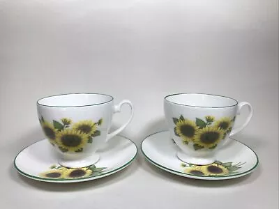 Buy Vintage Milton Bone China Cups Saucers Staffordshire England Sunflowers Design • 24.99£
