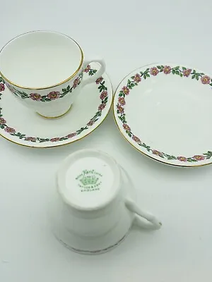 Buy Vintage High Tea Cups & Saucers Set X2 Pair Pink Floral Bone Kent China Retro • 24£