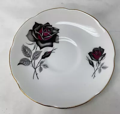 Buy Vintage Royal Grafton Tea Cup Saucer Black Rose Pattern Fine Bone China • 4.74£