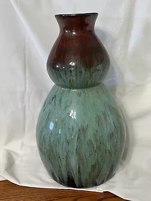 Buy Turquoise With Brown Drip Glaze Pottery Vase - 16.5” Tall • 38£