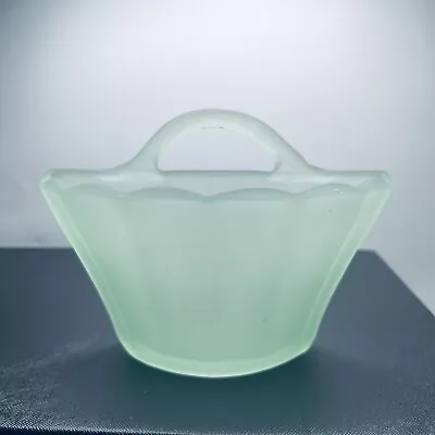 Buy Vintage Art Deco Frosted Green Glass Wall Pocket Vase  17.5 X 12.5 X 6 CM • 15£